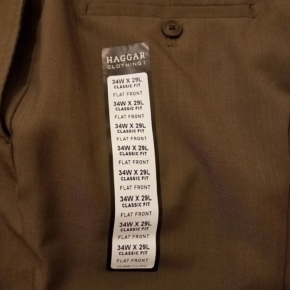 NEW Haggar Classic Fit Flat Front Pants sz 34 x 29